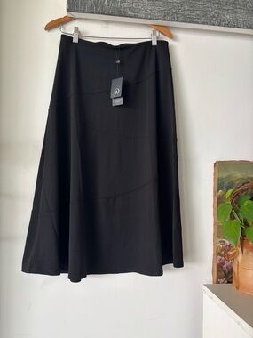 Adrianna Papell  Black Asymmetrical Seam Midi Skirt size M